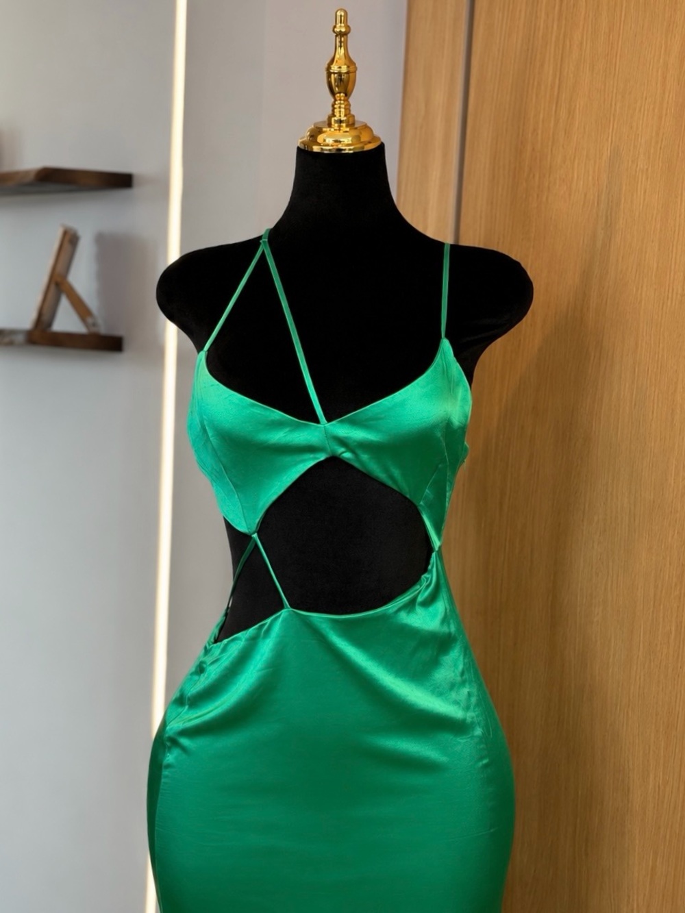 Zara Euro Summer Old Money Green Cutout Satin Midi Dress | Vacation Muse - Picture 2 of 5